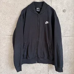 古着【USED】 NIKE ナイキ ジップアップ スウェット ブルゾン ブラック Ｍサイズ 刺繍ロゴ シンプル 無地 古着 メンズ　フルジップ　アメカジ スポカジ スポーツMIX 黒