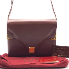 良品 Cartier カルティエ マストライン ヴィンテージ レザー ショルダー バッグ 斜め掛け ボルドー レディース ブランド かばん k7153