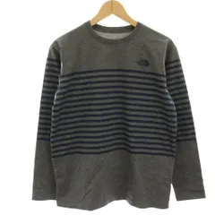 ザノースフェイス THE NORTH FACE タグ付き ロングスリーブセオアルファボーダークルー カットソー Tシャツ 長袖 M グレー 紺 ネイビー NT81837 /HN