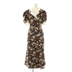 スナイデル SNIDEL 25SS マルチプリントパフスリーブワンピース 半袖 ロング 花柄 0 黒 マルチカラー SWFO252043 /NR ■OS ■SH