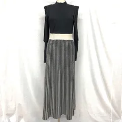 タグ付 dazzlin 21AW ヘリンボーンAラインワンピース セットアップ風 パワショル&マトンスリーブ ニットワンピース ウエストゴム