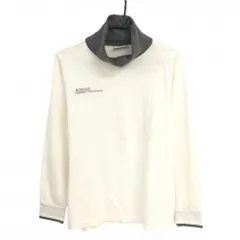 アディダス 長袖タートルネックシャツ 白×グレー 表微起毛 ネック裏ロゴプリント メンズ L ゴルフウェア adidas