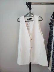 (新品) ZARA ザラ ベスト 白 セットアップ M L