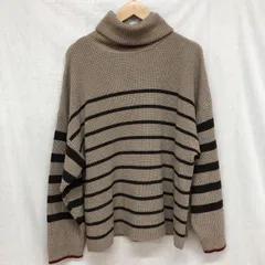 CREDONA 21AW ルーズタートルボーダーニット 配色ライン カシミヤ混 オーバーサイズ 袖スリット入