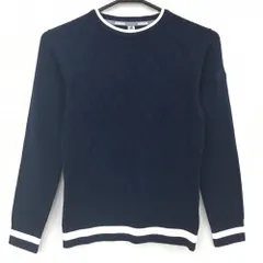 【超美品】アディダス セーター ネイビー 前身頃織生地 袖口・裾ライン ウール混 ニット レディース XS ゴルフウェア adidas