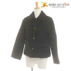 ■ MACKINTOSH PHILOSOPHY コート ジャケット 長袖 アウター ショート丈 襟 ボタン 内側ストライプ柄 レディース 36 (S相当) ブラック