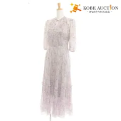 ■ SNIDEL ロングワンピース ドレス 半袖 トップス フリル プリーツ 花柄 レディース 0 (XS相当) ライトピンク系 アンダードレス付き