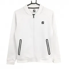 フットジョイ ジャケットブルゾン 白 ロゴ刺しゅう ジップポケット レディース M ゴルフウェア FootJoy
