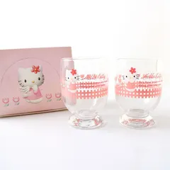 MHR0284 未使用 SANRIO サンリオ Hello Kitty ハローキティ ミニグラス エンジェルキティ ステムペア コップ 2個セット 平成レトロ 1997