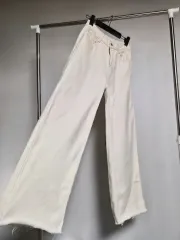 未使用 S) アイボリー ウエスト後ろゴム ワイド デニム パンツ