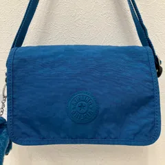7637　KIPLING キプリング　ショルダーバッグ　小さめ　ミニ　チャーム付き　モンキー　ゴリラー　ブルー　青　レディース　軽量　シンプル　カジュアル　ポケット多数