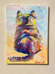 画　絵画　現代アート　アート作品　キャンバス　原画　1点もの F4号】猫のキャンバスアート 絵画原画 現代アート 作品証明書付