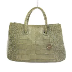 フルラ FURLA トートバッグ ハンドバッグ クロコ型押し レザー 黄緑 ライトグリーン /YM