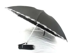 ■美品■ NINA RICCI ニナリッチ フラワー 3段折り 折りたたみ傘 折り畳み傘 雨傘 高級傘 日傘 アンブレラ 雨具 ブラック系 DD9320