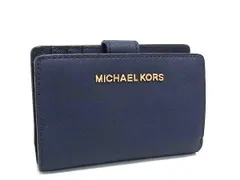 ■美品■ MICHAEL KORS マイケルコース レザー 二つ折り財布 ウォレット 小銭入れ 札入れ レディース ネイビー系 DK9040