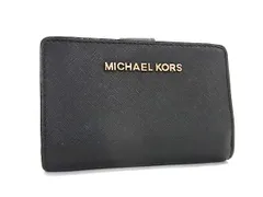 ■美品■ MICHAEL KORS マイケルコース レザー 二つ折り 財布 ウォレット 札入れ 小銭入れ カード入れ レディース ブラック系 DJ9435