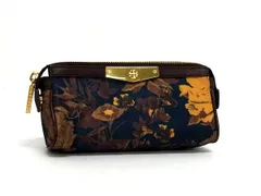 ■美品■ TORY BURCH トリーバーチ ナイロンキャンバス ポーチ メイクポーチ 小物入れ マルチケース グリーン系×マルチカラー DK9991