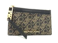 ■美品■ MICHAEL KORS マイケルコース キャンバス フラグメントケース コインケース カード入れ ブラック系×ゴールド系 DL0674