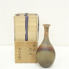 花入 花瓶 備前焼 陶印「力 刀」 / 骨董 古道具 茶道具 木村陶峰