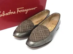 Salvatore Ferragamo フェラガモ パテントレザー×スエード フラットシューズ サイズ 5 1/2(約22.5cm) 靴 シューズ シルバー系 DL1305