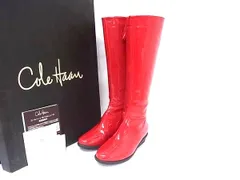 ■美品■ COLE HAAN コールハーン パテントレザー タッセル レインブーツ 長靴  靴 シューズ レディース レッド系 DL1313