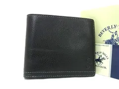 ■美品■ BEVERLYHILLS POLOCLUB ビバリーヒルズポロクラブ レザー 二つ折り 財布 ウォレット 札入れ 小銭入れ ブラック系 DL1232