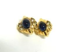 NINA RICCI ニナリッチ カラーストーン ラインストーン クリップ式 イヤリング アクセサリー レディース ゴールド系×ブルー系 DL1252