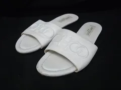 JIMMY CHOO ジミーチュウ レザー サンダル サイズ37 1/2 (約24.5cm) 靴 シューズ レディース アイボリー系 DL1391