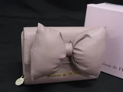 ■美品■ Maison de FLEUR メゾン ド フルール レザー リボン 三つ折り 財布 ウォレット 札入れ 小銭入れ レディース ピンク系 DL1555
