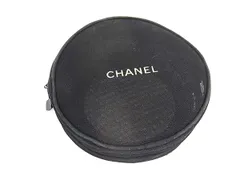 CHANEL シャネル ロゴ メッシュ ミラー付き ノベルティ ポーチ メイクポーチ 化粧ポーチ マルチケース ブラック系 DL1567