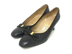 Salvatore Ferragamo フェラガモ ヴァラリボン レザー パンプス 表記サイズ 8 1/2 (約25cm) 靴 シューズ レディース ブラック系 DL3136