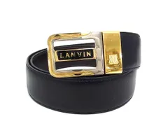 ■美品■ LANVIN ランバン レザー ゴールド金具 ベルト 表記サイズ95 ビジネス 紳士 メンズ ブラック系×ゴールド系 DL1805のサムネイル