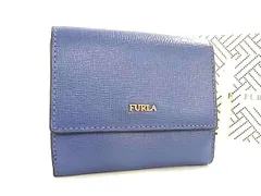 ■美品■ FURLA フルラ バビロン レザー 二つ折り 財布 ウォレット 札入れ 小銭入れ カード入れ レディース ブルー系 DL1891