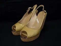 ■美品■ JIMMY CHOO ジミーチュウ パテントレザーヒール ウェッジソール サンダル 表記サイズ 37(約24cm) 靴 シューズ DL1447