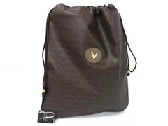 ■極美品■ MARIO VALENTINO マリオ ヴァレンティノ PVC 総柄 巾着 ポーチ マルチケース 小物入れ ブラウン系 DL3039