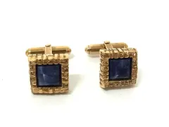 ChristianDior クリスチャンディオール ヴィンテージ ストーン カフス カフスリンクス アクセサリー ゴールド系×ブルー系 DL3277