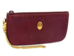 Cartier カルティエ マストライン レザー チェーン マルチポーチ マルチケース 小物入れ レディース メンズ ボルドー系 DL1524