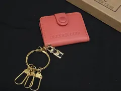■美品■ OLIVER CUIR オリバークイール レザー 手帳型 ミニフォトケース 写真入れ バッグチャーム キーホルダー ピンク系 DL3636