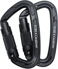 KOBE.K.Carabiner カラビナ専門店 神戸輝き CE認証 破断強度 2400kg 24kN 国内テスト済 アルミ素材 重さ57g オートロックゲート ツイストロック 2～3個セット (マットブラック)