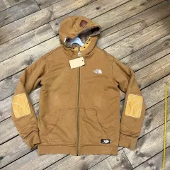 THE NORTH FACE ザノースフェイス ブラウン ジップアップ ファー パッチ アウター テンジャン/みそ ボア