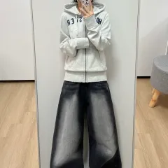 ホリスター 刺繍 ロゴ メランジュグレー フードジップアップ