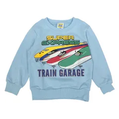 子供服 長袖 トレーナー スウェット ロンT トップス プリント キッズ ジュニア 乗り物 電車 JR かがやき はやぶさ こまち ドクターイエロー TRAIN GARAGE お揃い 男の子 保育園 幼稚園 sn5-4703