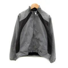 プーマ PUMA ブルゾンジャケット ミドル丈 スタンドカラー ジップアップ M グレー /SY46