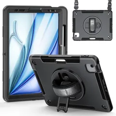 新品 ZenRich iPad Air 7/6/5/4世代 ケースipad Air M2/M3 耐衝撃 フィルム付き| ペン収納 | 360°回転スタンド | ハンドストラップ | ショルダーストラップ ipad Air 11インチ/10.9インチ 全面保護