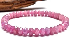 【１点物】AA☆高発色 ルビー　3.5-4.5x6.5-7mm　ボタンカット ブレスレット パワーストーン 天然石 _MC2710