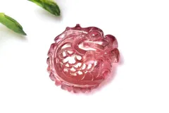 【１点物】AAAA☆繊細彫刻 ピンクトルマリン　14x14mm　龍彫刻 ルース パワーストーン 天然石 _PC8187