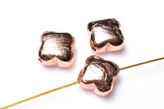 アルタイ隕石(メテオライト)　8x8mm　クローバー(貫通穴) ピンクゴールドコーティング ビーズ 1個売り パワーストーン 天然石 _PRG2404-3