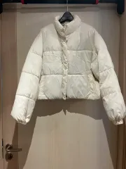 L) 白 アイボリー ショートダウン クロップドダウン