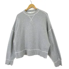 ミラオーウェン Mila Owen フラットシーマ BIGトレーナー スウェット 裏起毛 ロゴ 刺繍 ルーズシルエット 長袖 S 0 グレー