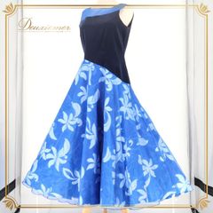 フラダンス 衣装 ワンピース ドレス ブルー系 アロハスタンダード 日本